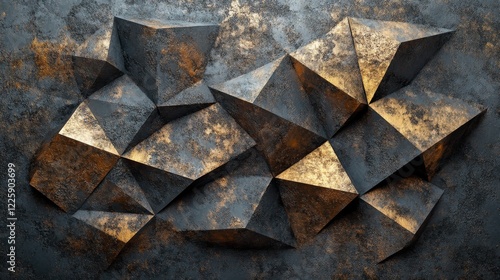 Wallpaper Mural Abstract Gold And Black Geometric  Crystal Structure Torontodigital.ca