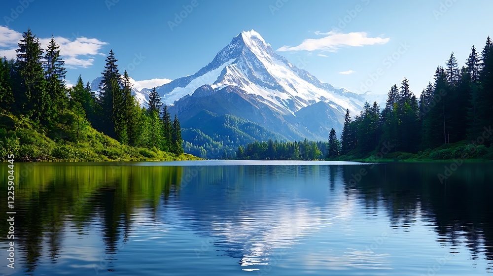 Majestic Mountain Peak Reflected in a Tranquil Lake Majestic Mountain Peak Reflected in a Tranquil Lake