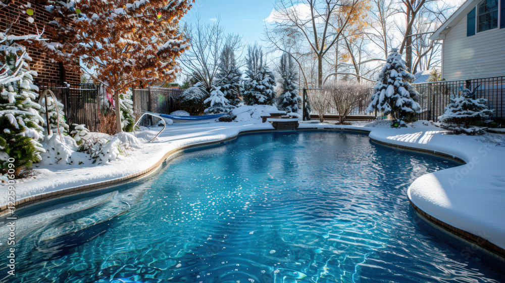 Winter Swimming Pool Scene Winter Swimming Pool Scene