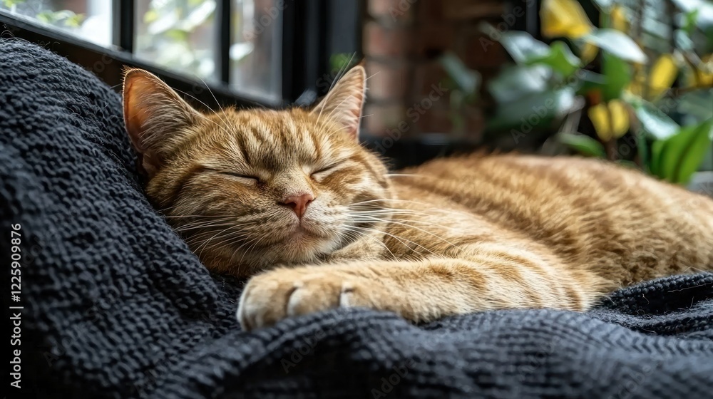 Peaceful Ginger Cat Napping by the Window Peaceful Ginger Cat Napping by the Window
