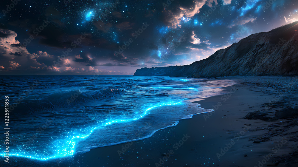Fototapeta premium mesmerizing bioluminescent beach