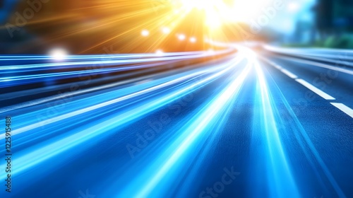 Abstract Speed Lines Highway Road Sunlit Blue