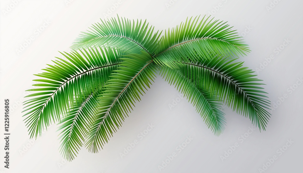 Fototapeta premium Üppige grüne Palmenblätter auf hellem Hintergrund