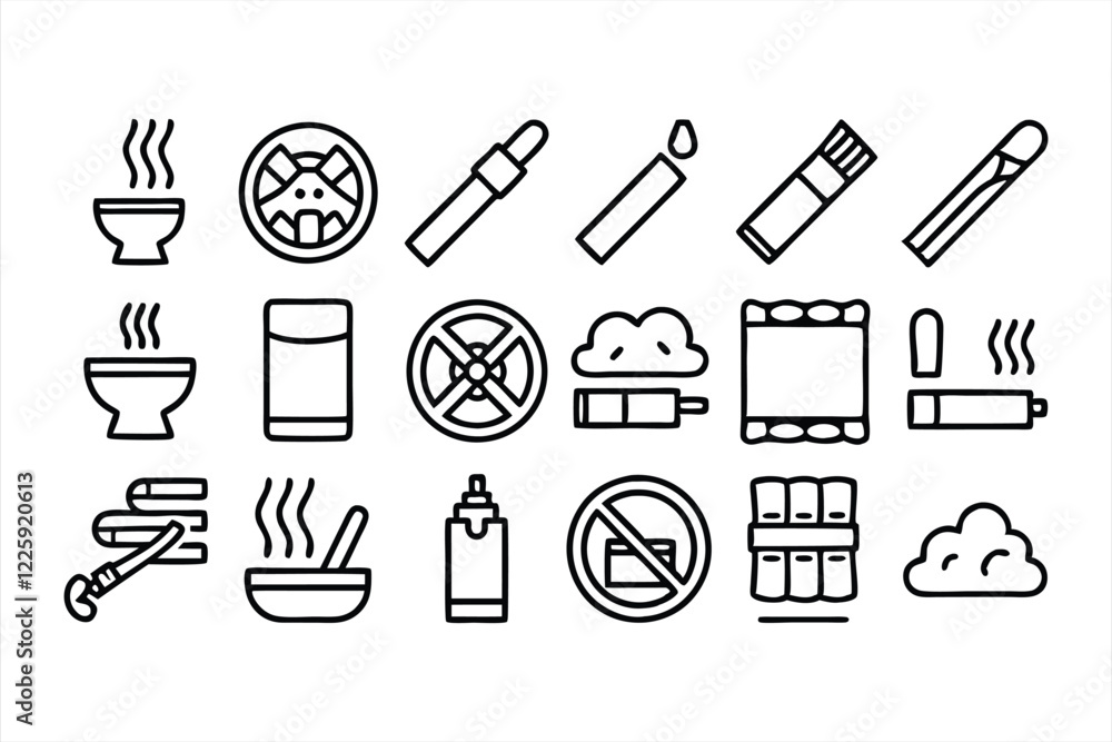 set of outline icons related to smoking linear set of outline icons related to smoking linear