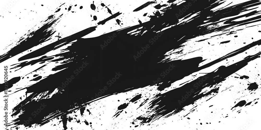 Naklejka premium Abstract Black Ink Brush Strokes Background Texture