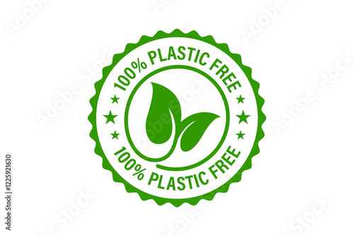 Plastic free green icon badge. Bpa plastic free chemical mark. Vector stock illustration.