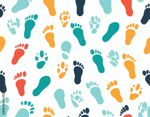 Human foot and shoe print icons set vector illustration isolated on white background. 