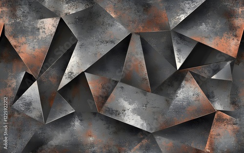 Abstract Rusty Metal Geometric Triangles Background
