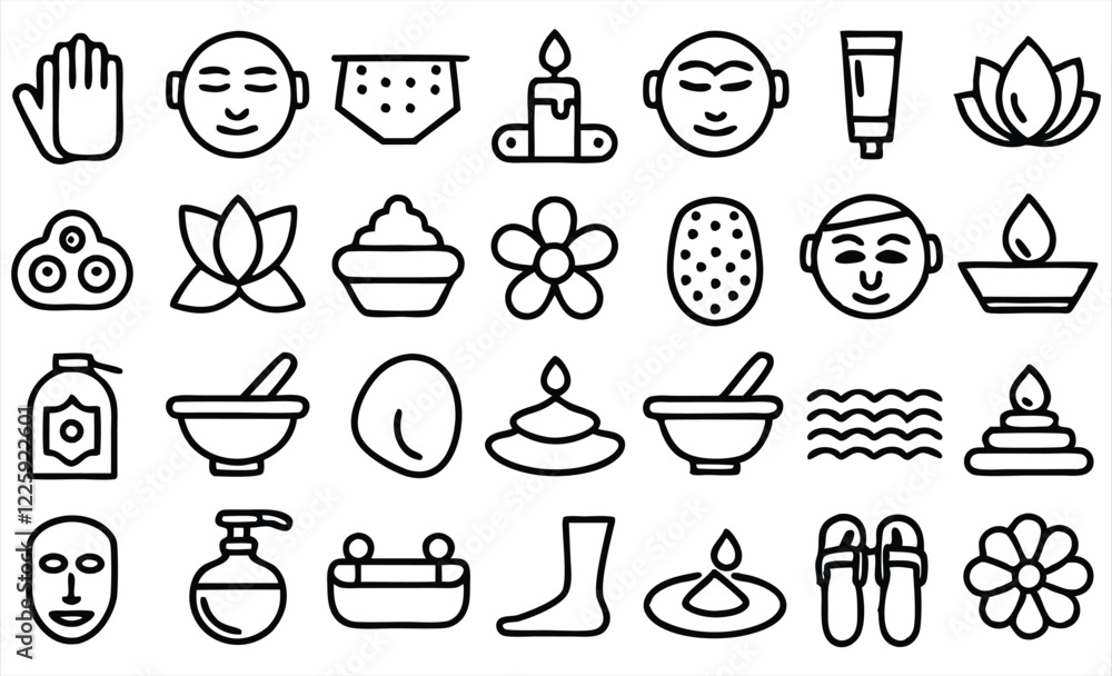 Fototapeta premium set of outline icons related to spa linear ico 
