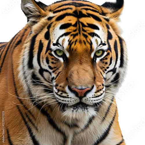 portrait of a tiger isolated on white background