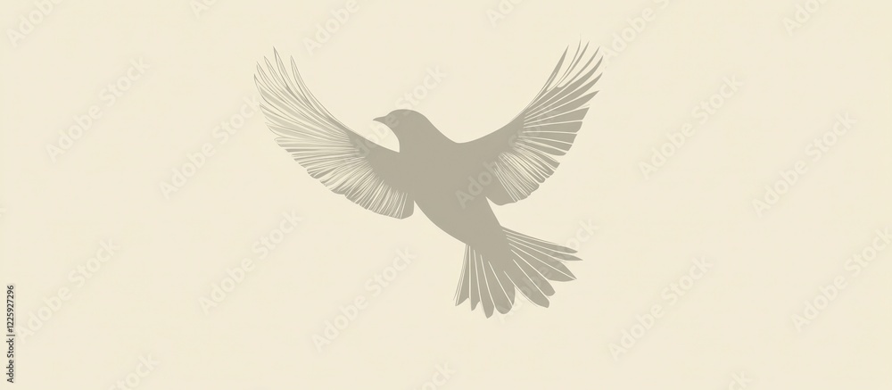 Naklejka premium Serene Dove in Flight, Elegant Minimalist Design