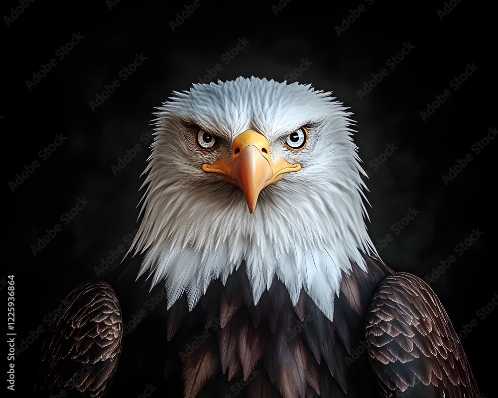 Obraz premium Majestic Bald Eagle Portrait Dark Background Wildlife Photography