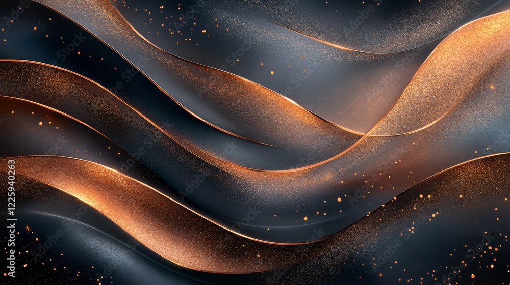 Abstract Dark Waves With Golden Glitter Accents Abstract Dark Waves With Golden Glitter Accents