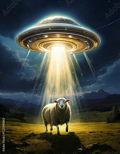 UFO abducting a sheep