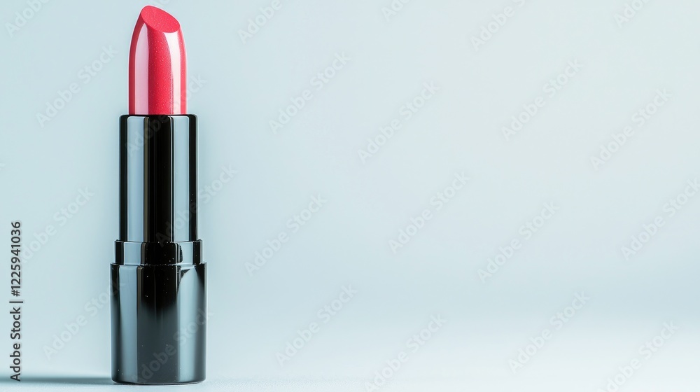 Red lipstick tube on light background, beauty product, cosmetic, makeup, fashion Red lipstick tube on light background, beauty product, cosmetic, makeup, fashion