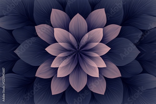 Wallpaper Mural A symmetrical floral pattern with layered petals in shades of pink and blue, creating a calming backdrop Torontodigital.ca