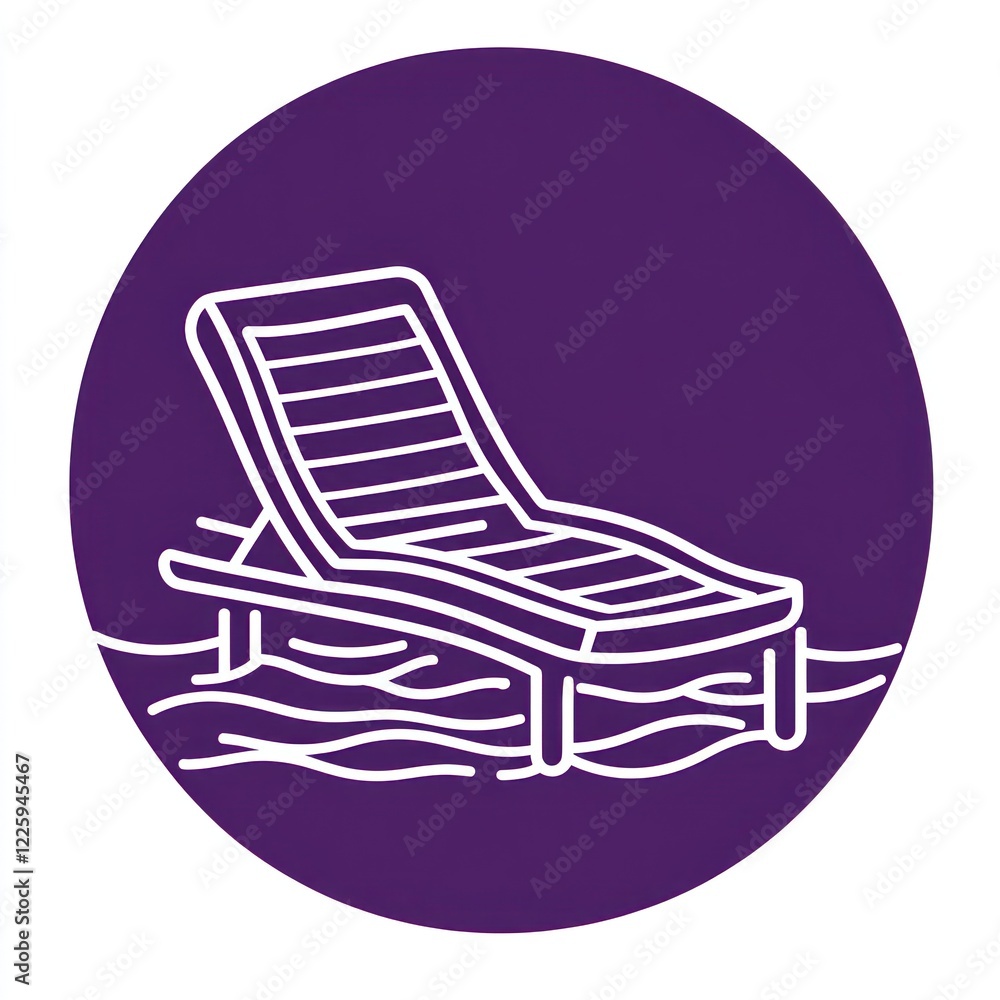 Beach Lounger Icon, Water Background, Simple Graphic, Stock Photo Beach Lounger Icon, Water Background, Simple Graphic, Stock Photo