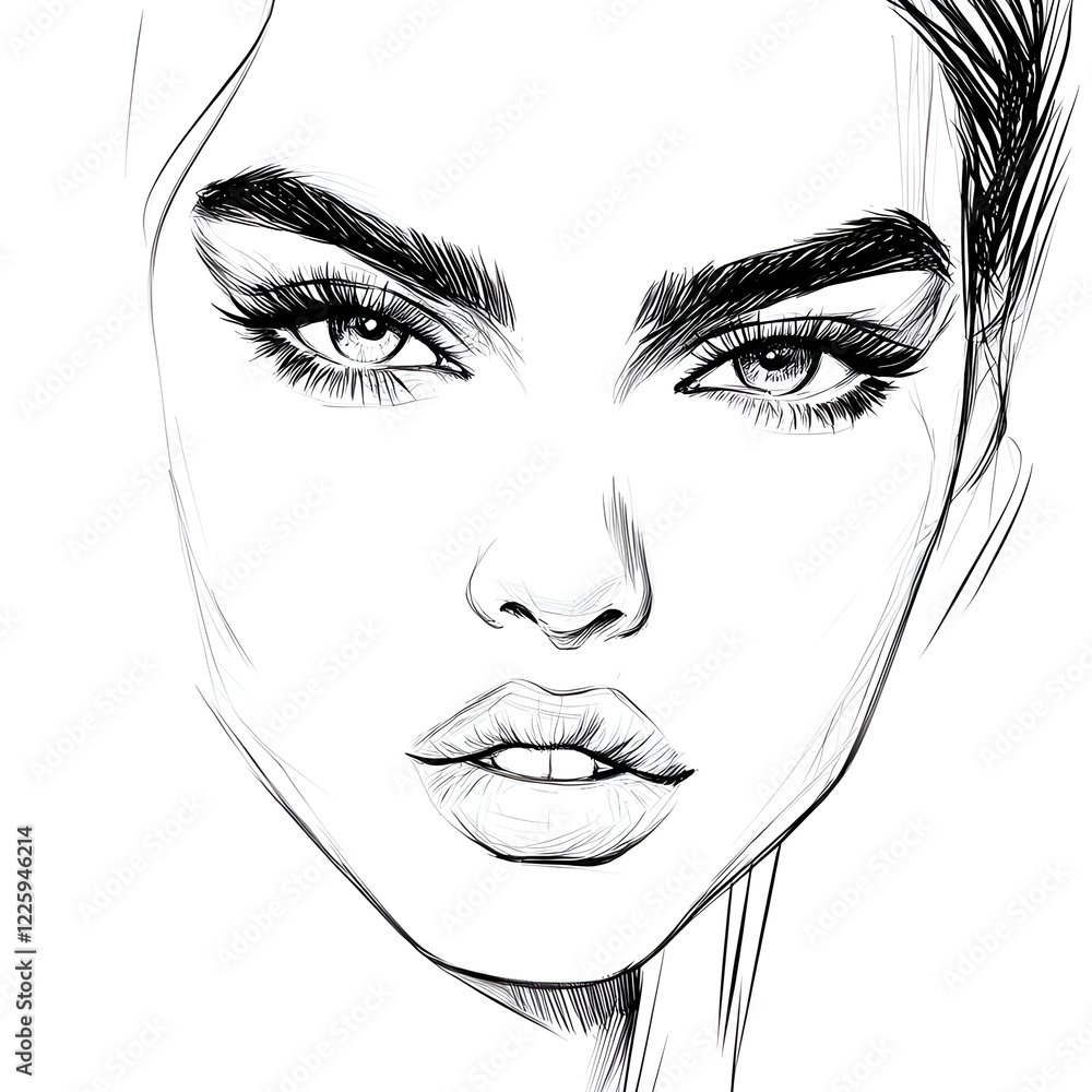 Obraz premium A designer line art face sketch simple