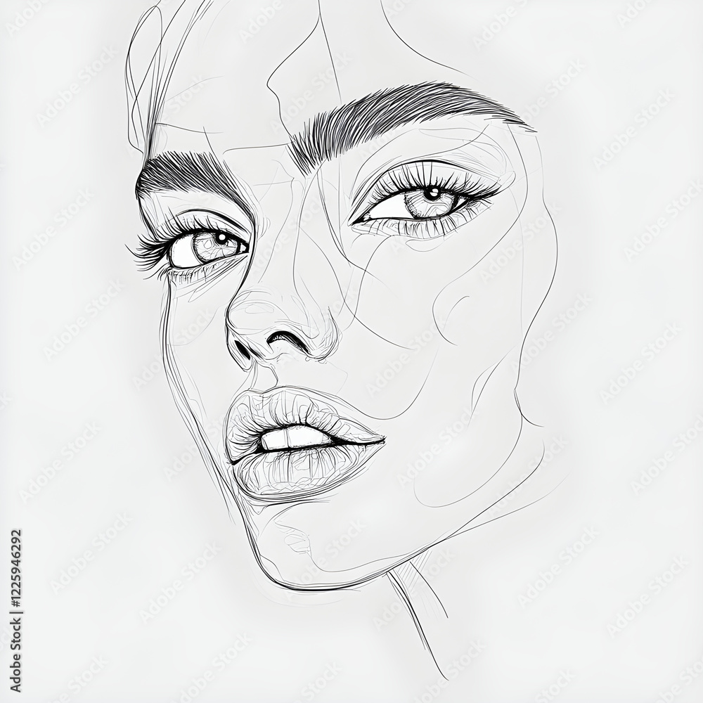 Obraz premium A straightforward illustration of a line art face of a designer.