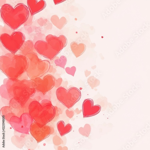 Watercolor Hearts Valentine's Day Background, Romantic Love Design