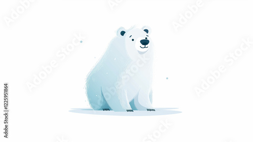 Drawing White polar bear cute cartoon.