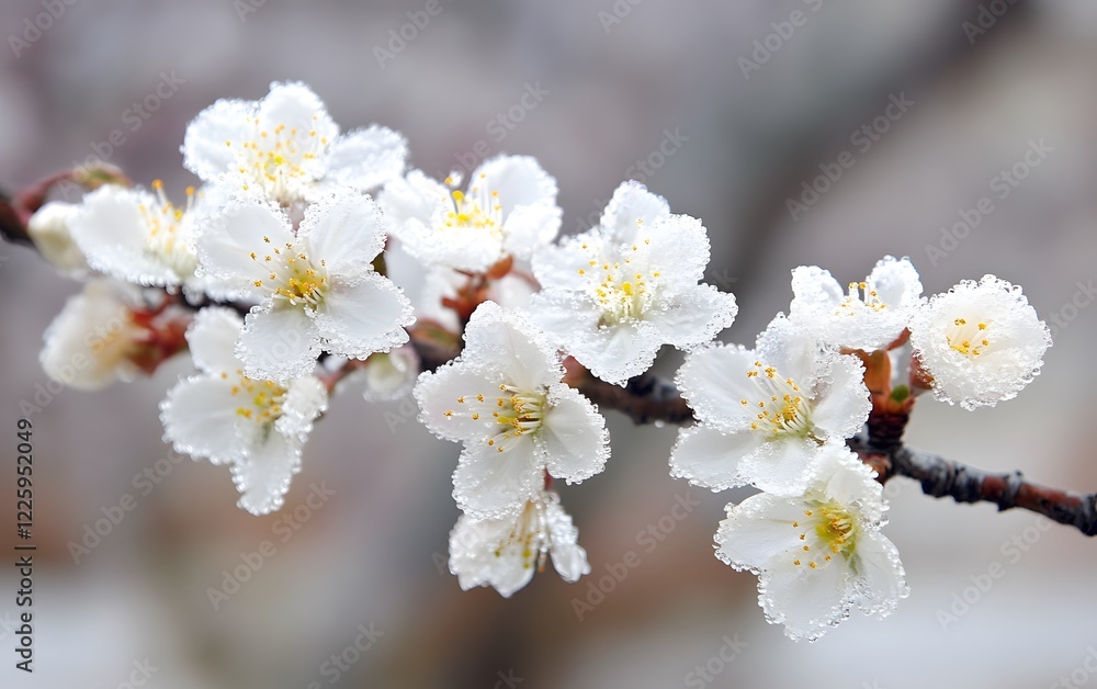 Stunning Frost Covered White Blossoms Spring Flowers Macro Photography Stunning Frost Covered White Blossoms Spring Flowers Macro Photography