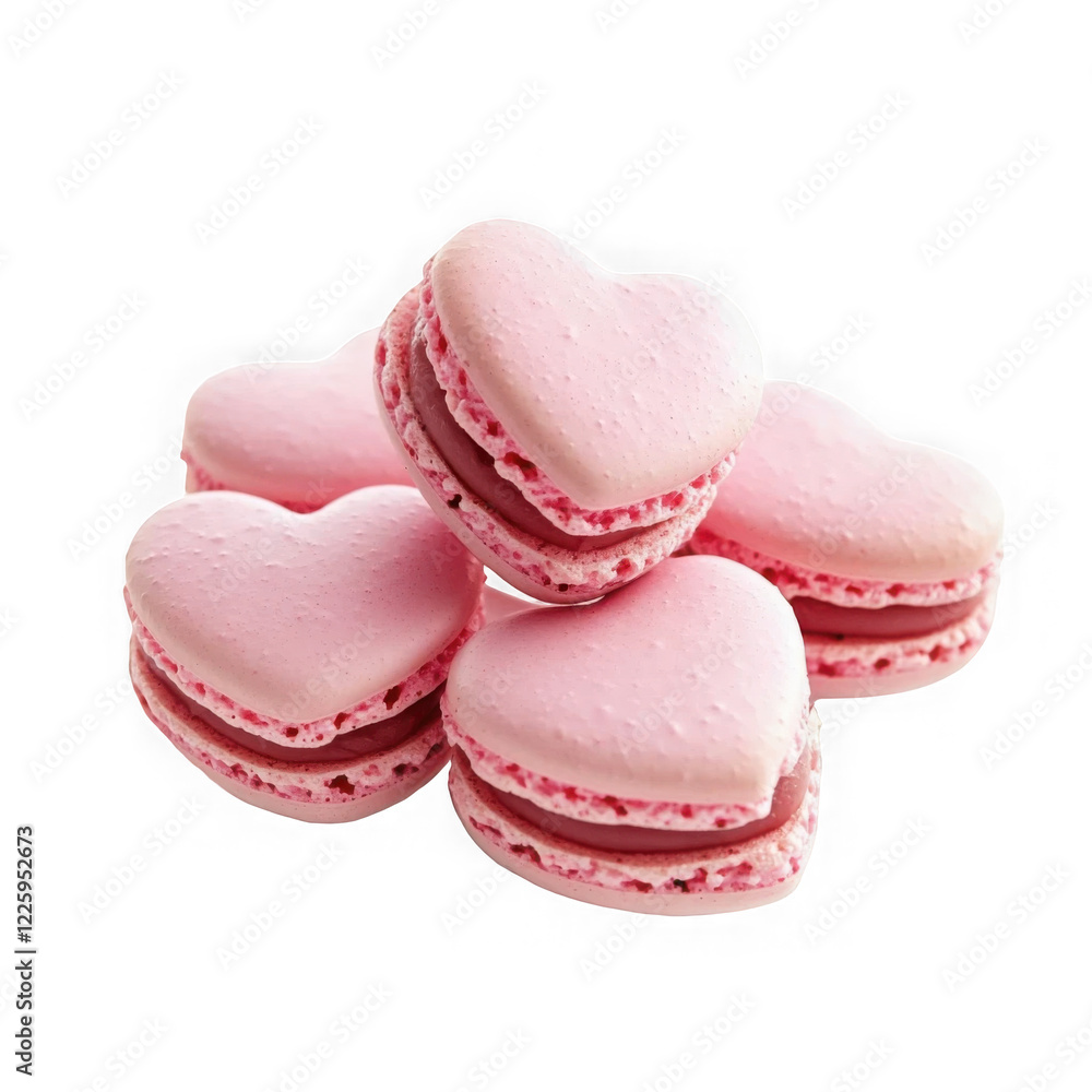Heart shaped pink macaroons and cookies isolated on transparent background Heart shaped pink macaroons and cookies isolated on transparent background