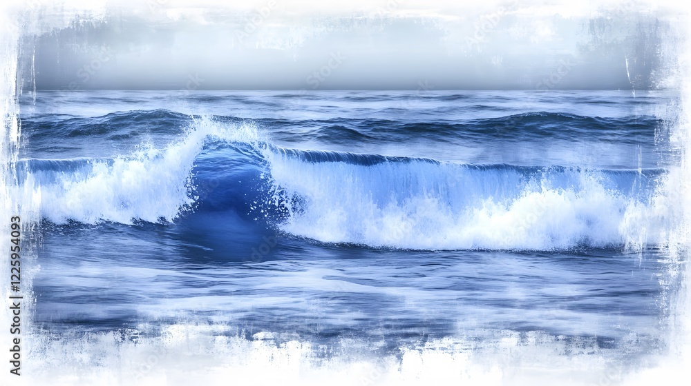 Stunning Blue Ocean Wave Crashing Artistic Grunge Texture Stunning Blue Ocean Wave Crashing Artistic Grunge Texture