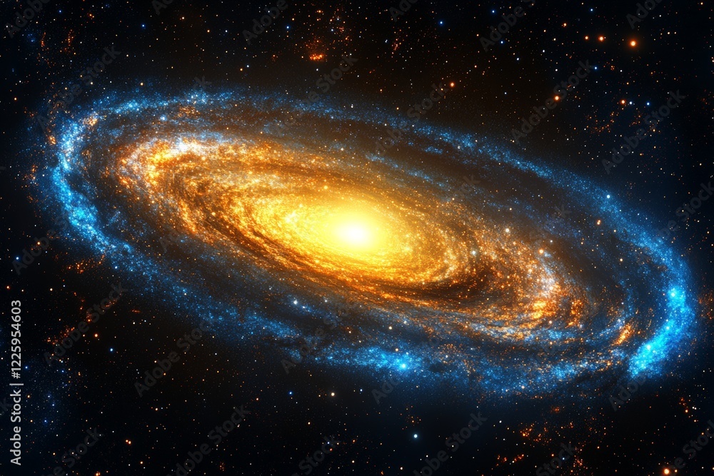 Stunning view of a spiral galaxy illuminated by a brilliant core of stars and gas in deep space Stunning view of a spiral galaxy illuminated by a brilliant core of stars and gas in deep space