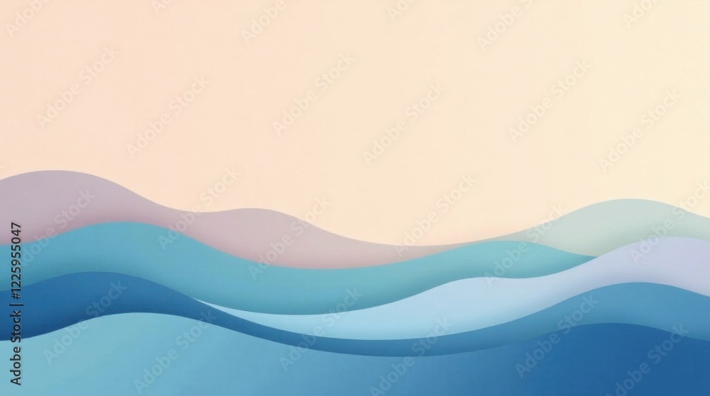 Fototapeta premium Abstract Serene Ocean Waves Background Soft Hues and Gentle Curves for Design Projects