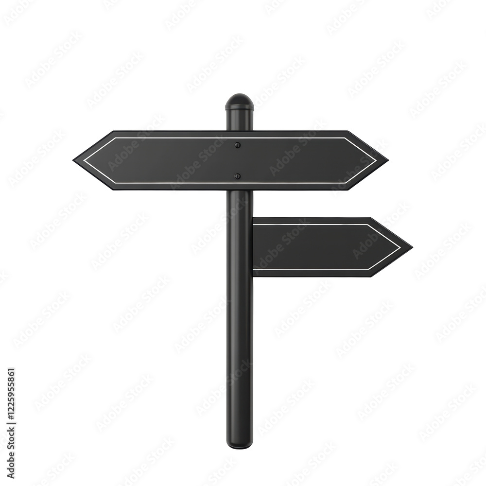 Isolated black double signpost Isolated black double signpost