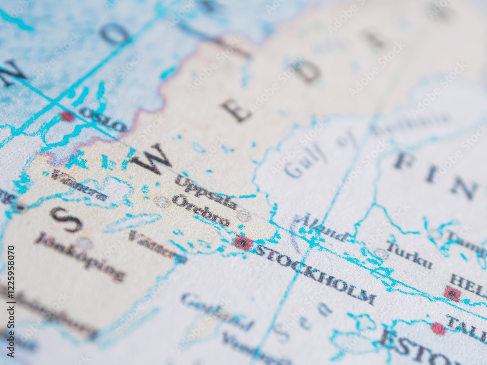 Sweden highlighted on a world map. Showing its geographical location, shape context within Europe. Clear and concise. Sweden highlighted on a world map. Showing its geographical location, shape context within Europe. Clear and concise.