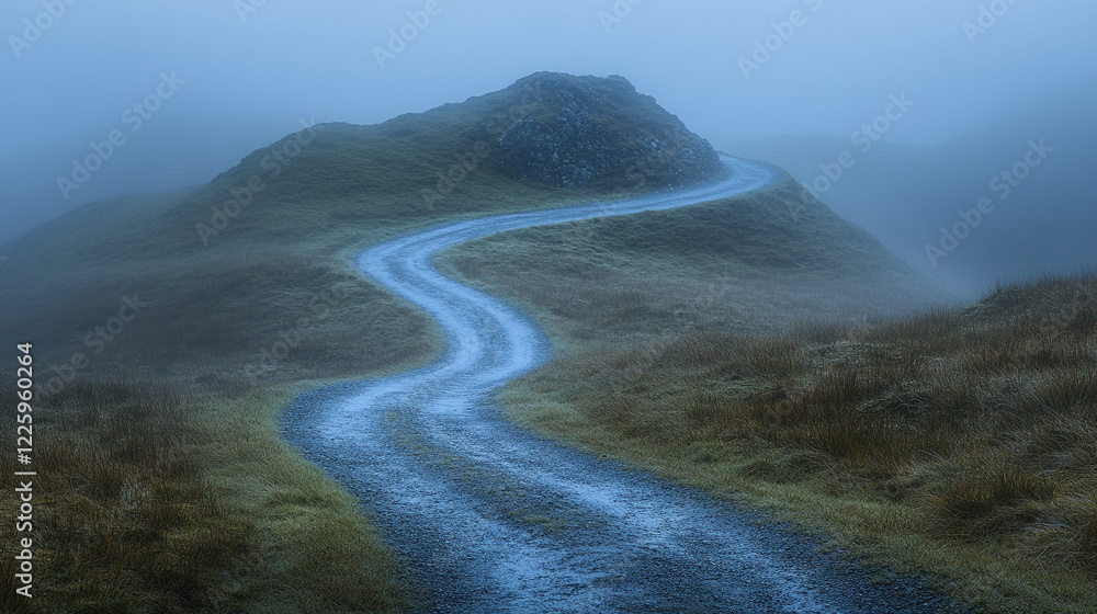 A mesmerizing winding road ascends into dreamy clouds, creating a mystical landscape at twilight, with a serene atmosphere inviting exploration and reflection, minimalistic bright tone and blurred bac A mesmerizing winding road ascends into dreamy clouds, creating a mystical landscape at twilight, with a serene atmosphere inviting exploration and reflection, minimalistic bright tone and blurred bac