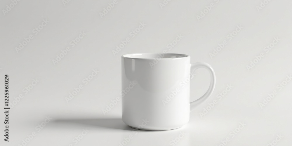 Fototapeta premium A Plain White Mug on a Simple White Background, Ready for Your Design or Message