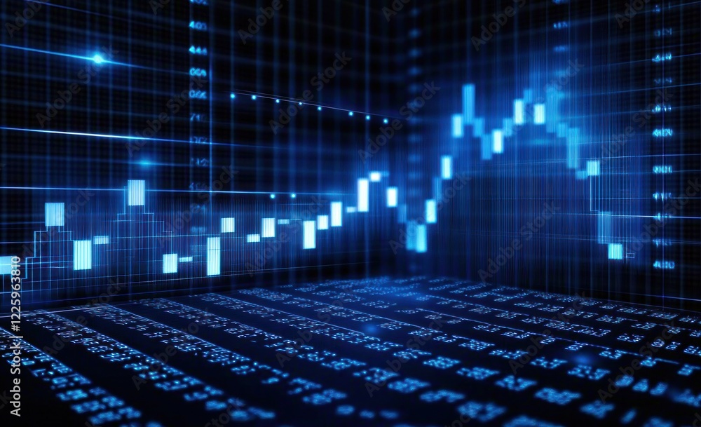 Obraz premium Abstract Blue Stock Market Data Visualization