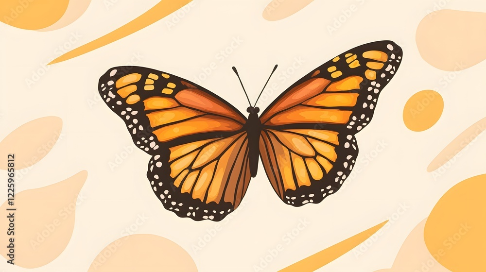 Fototapeta premium Vibrant Monarch Butterfly Illustration with Abstract Background