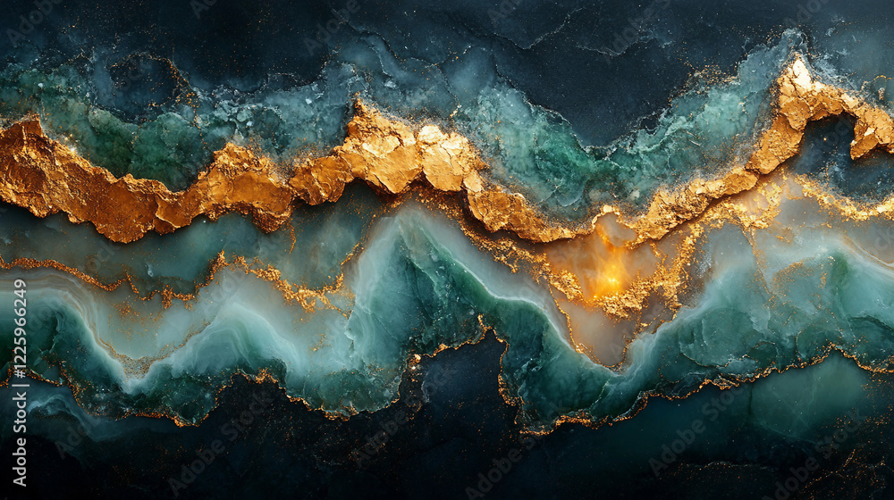 Green and gold marble texture, luxurious background
Green and gold marble texture, luxurious background