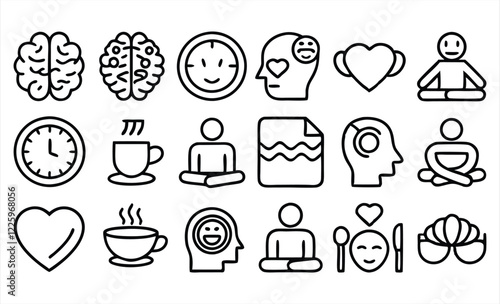 set of outline icons related to stress  linear 