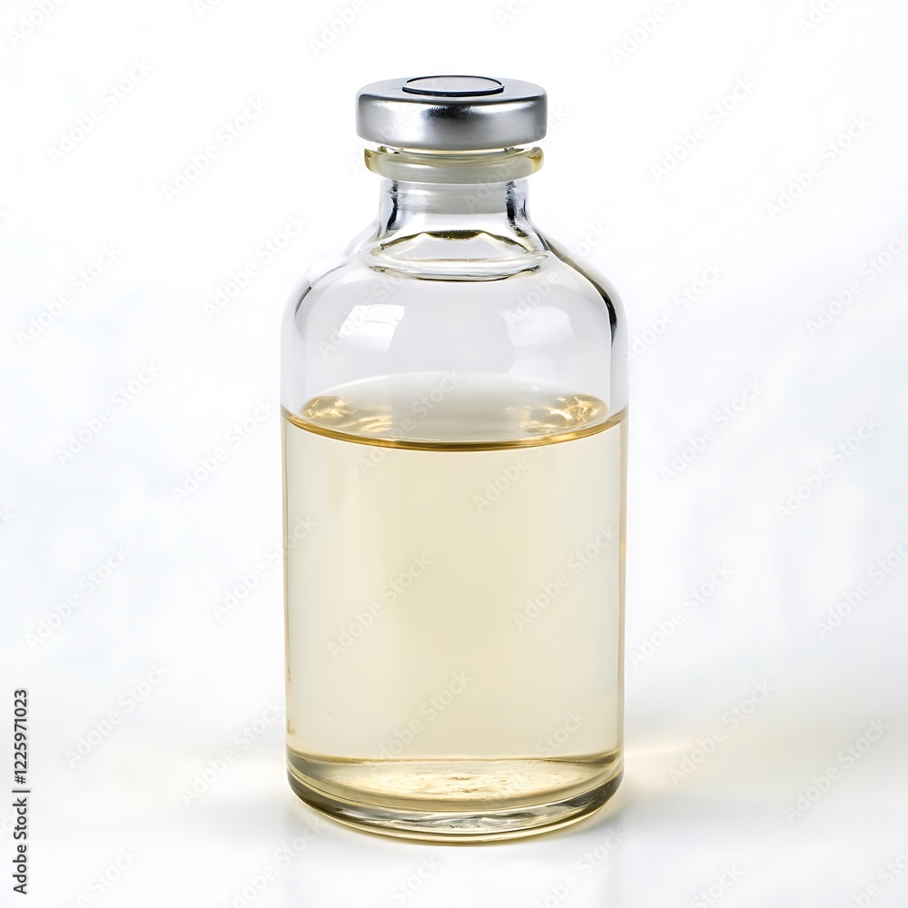 Glass medical bottle with liquid isolated on white background Glass medical bottle with liquid isolated on white background