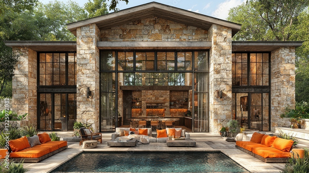 Luxury Stone House with Pool and Outdoor Lounge Luxury Stone House with Pool and Outdoor Lounge