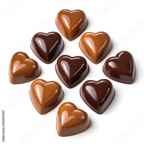 heart shaped chocolate candies isolated on white background