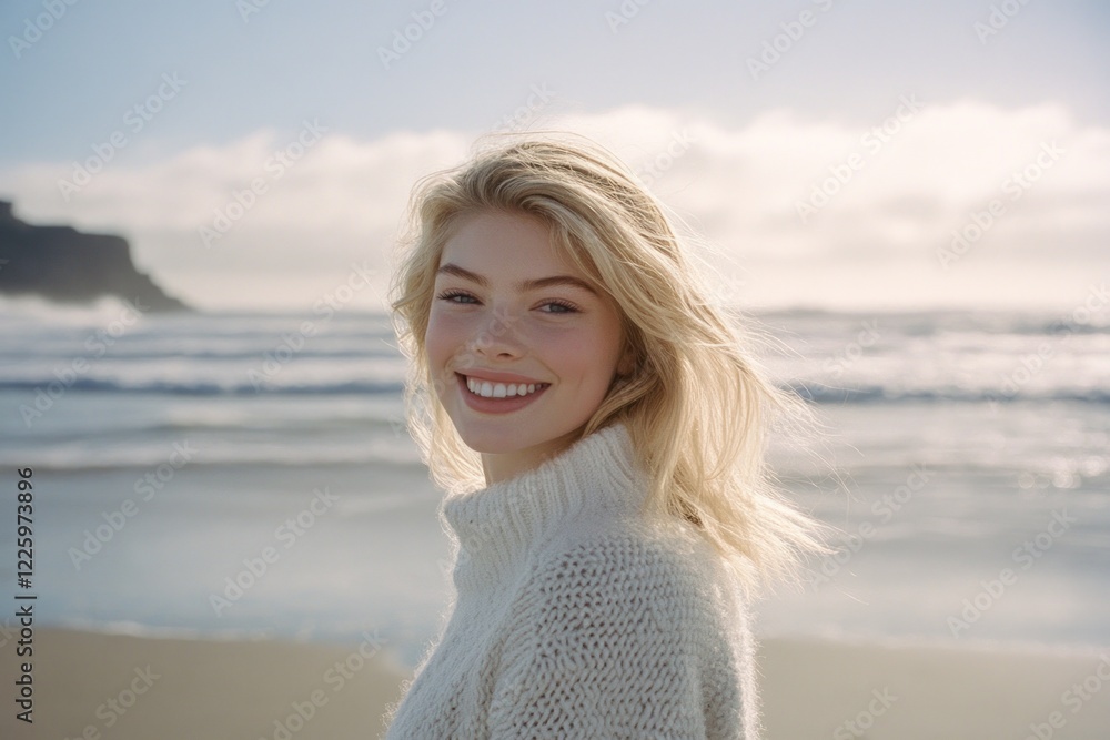 Smiling Woman on a Beach