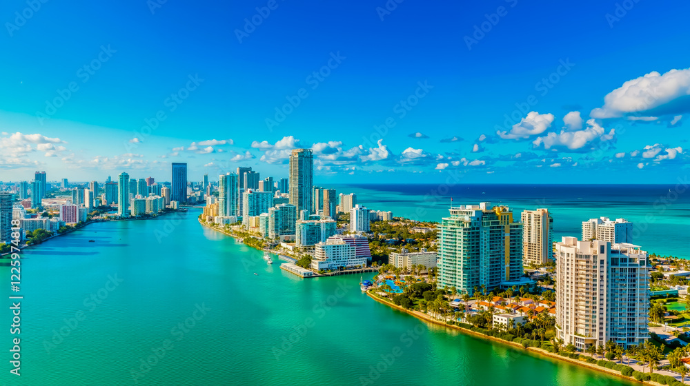 Obraz premium A view of a city with a body of water in the foreground