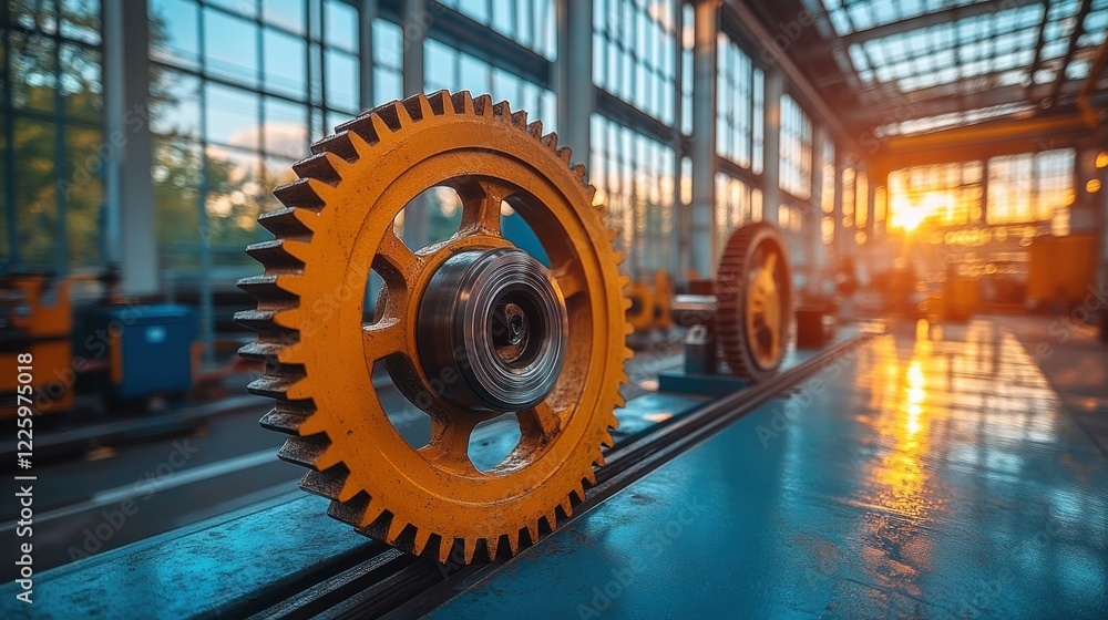 Industrial Gear Close-Up: A Sunset in the Factory Industrial Gear Close-Up: A Sunset in the Factory