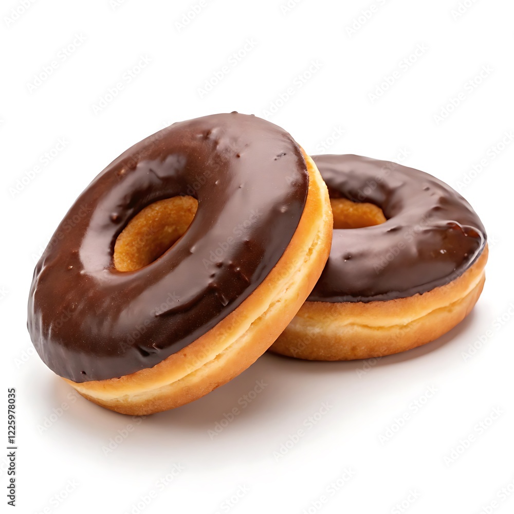 Two chocolate donuts isolated on white background Two chocolate donuts isolated on white background