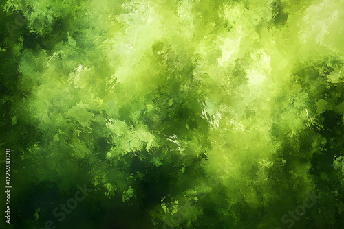 A bright green abstract watercolor background, filled with soft, organic brush strokes in a vibrant color palette.