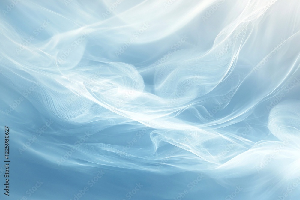Ethereal wisps of translucent smoke swirling gracefully against a soft blue background Ethereal wisps of translucent smoke swirling gracefully against a soft blue background