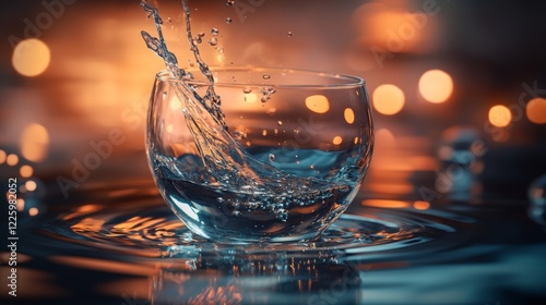 Wallpaper Mural pouring drinking water in a transparent glass isolated on abstract background with glass table, water resource concept with copy space Torontodigital.ca