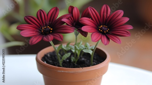 Wallpaper Mural Stunning Dark Red Osteospermum Flowers in Terracotta Pot Torontodigital.ca