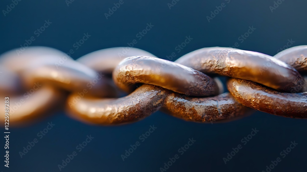 Rusty metal chain links in macro photography showing texture and corrosion details against dark background, highlighting industrial strength and weathered character. Rusty metal chain links in macro photography showing texture and corrosion details against dark background, highlighting industrial strength and weathered character.